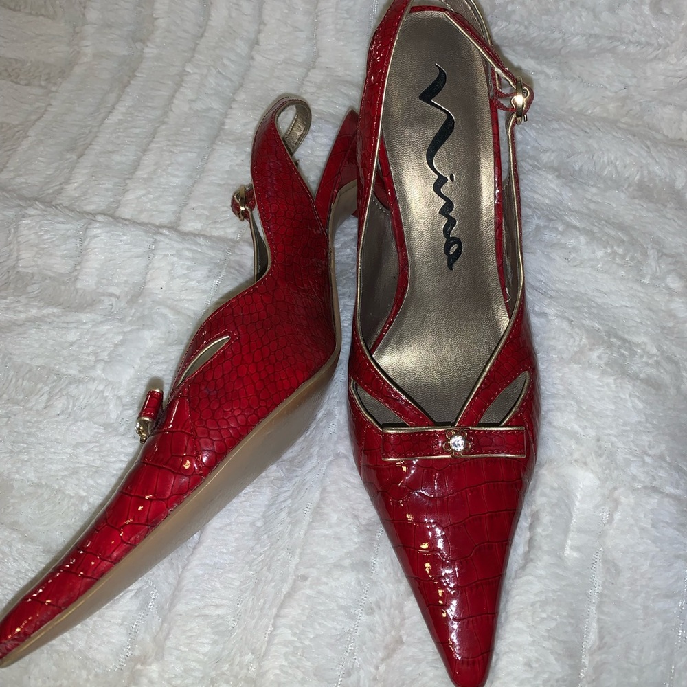 Nina Brand Sling Back Red Heels